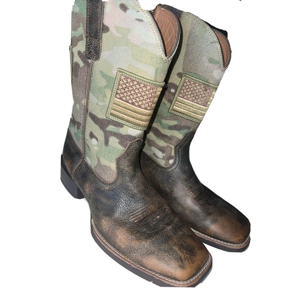 Ariat Other - Ariat Sport Patriot Boots Western Flag Green Camo Brown Leather Mens Size 11 EE